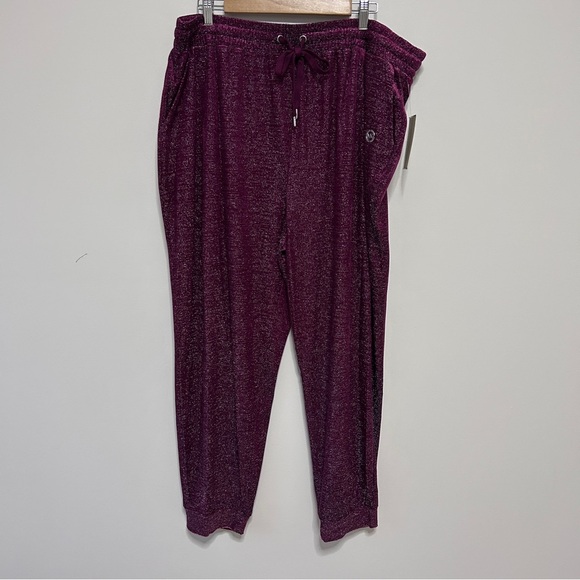 Michael Kors Women's Size 2X Purple Drawstring Jogger Pants Metallic Party Cool - Picture 2 of 13